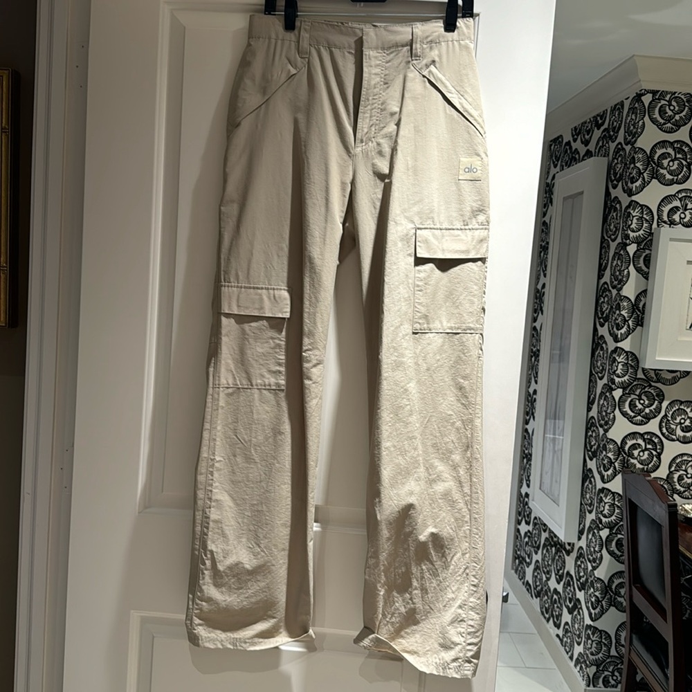 Khaki beige cotton cargo pants